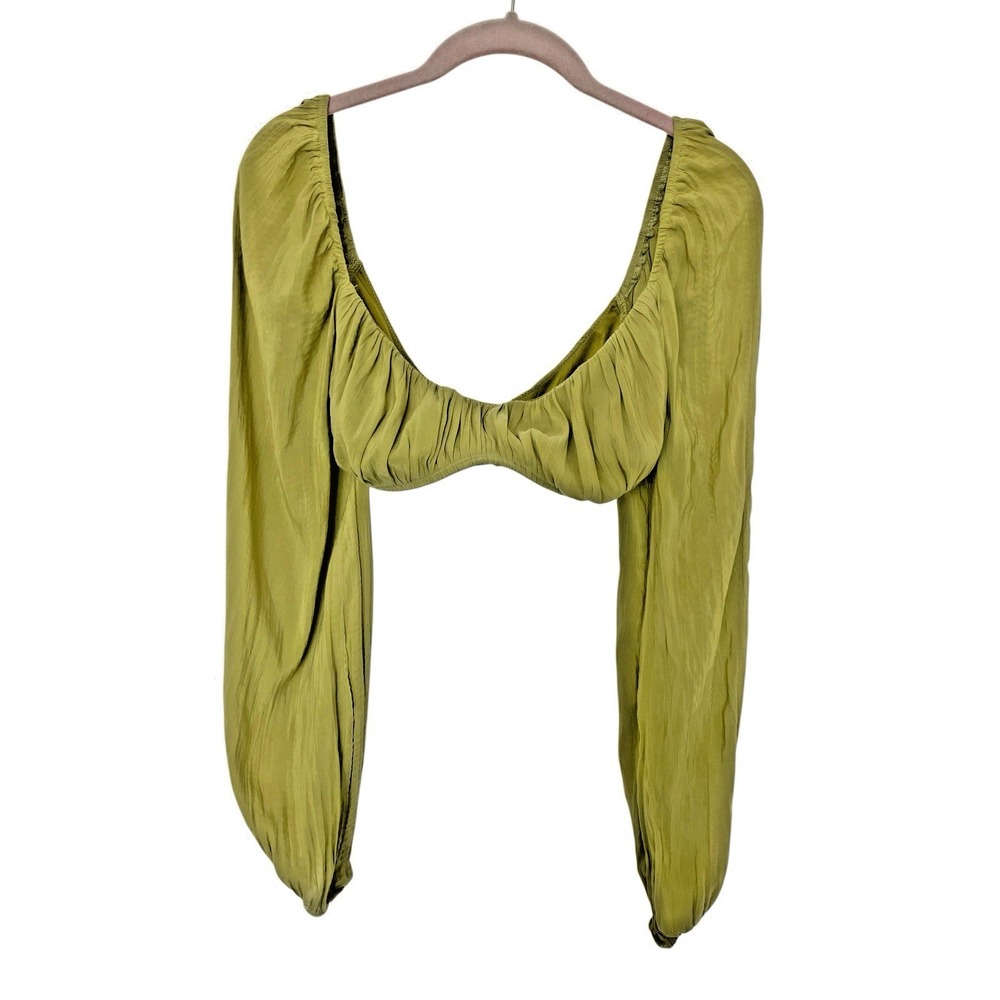 Emory Park Womens Green Underwire Cropped Top Size S Long Sleeves Fairy Festival